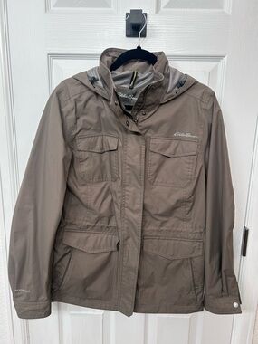 Eddie Bauer Women's Utility Weather Edge Waterproof Jacket - Taupe Brown size M